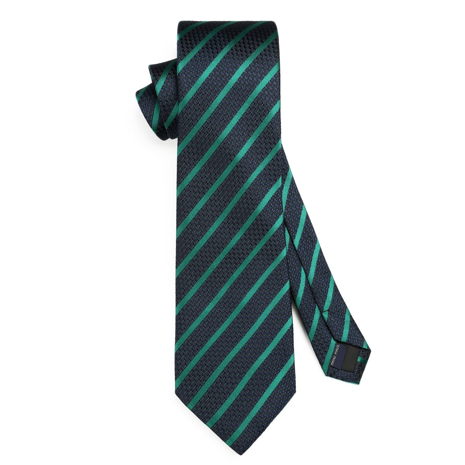 Stripe Tie Handkerchief Set - 13-NAVY BLUE/GREEN