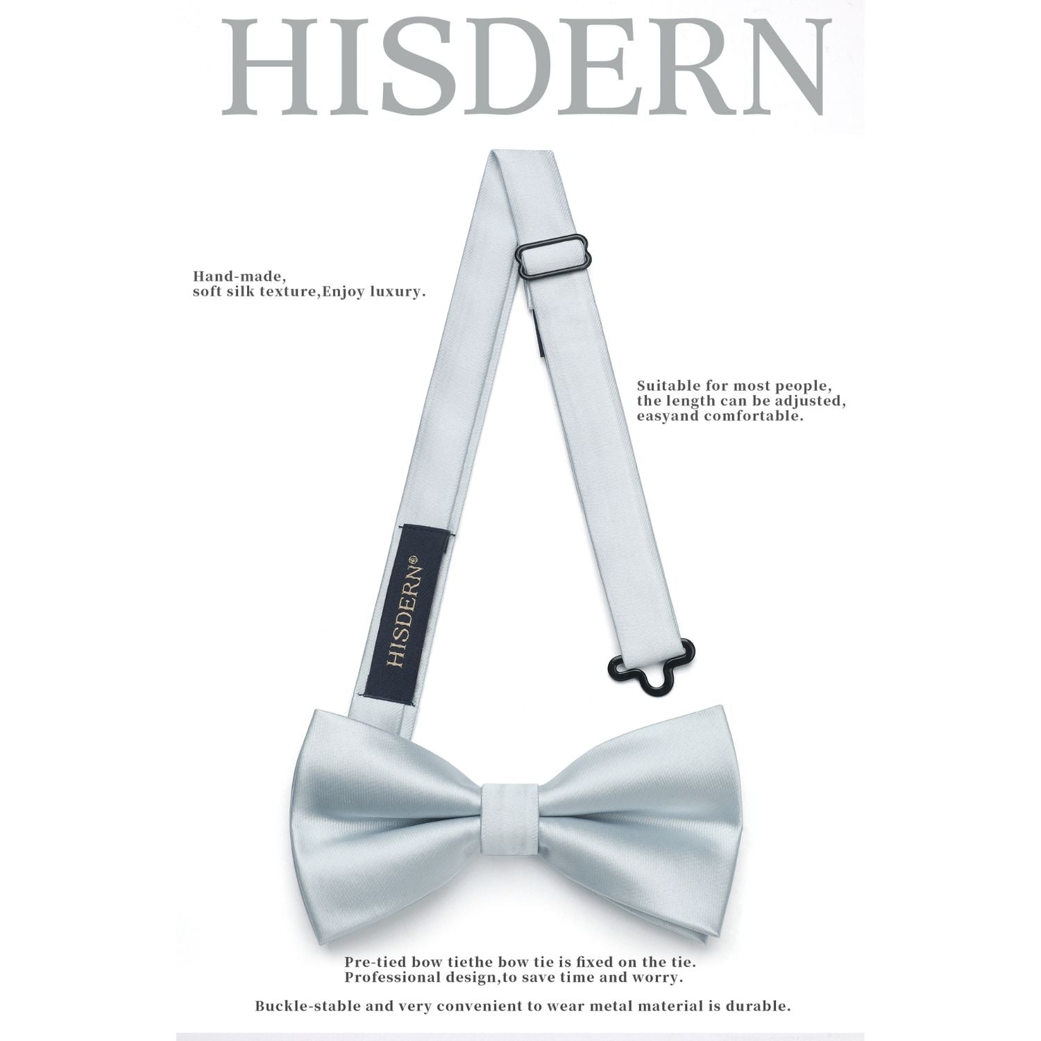 Solid Pre-Tied Bow Tie - SILVER-1