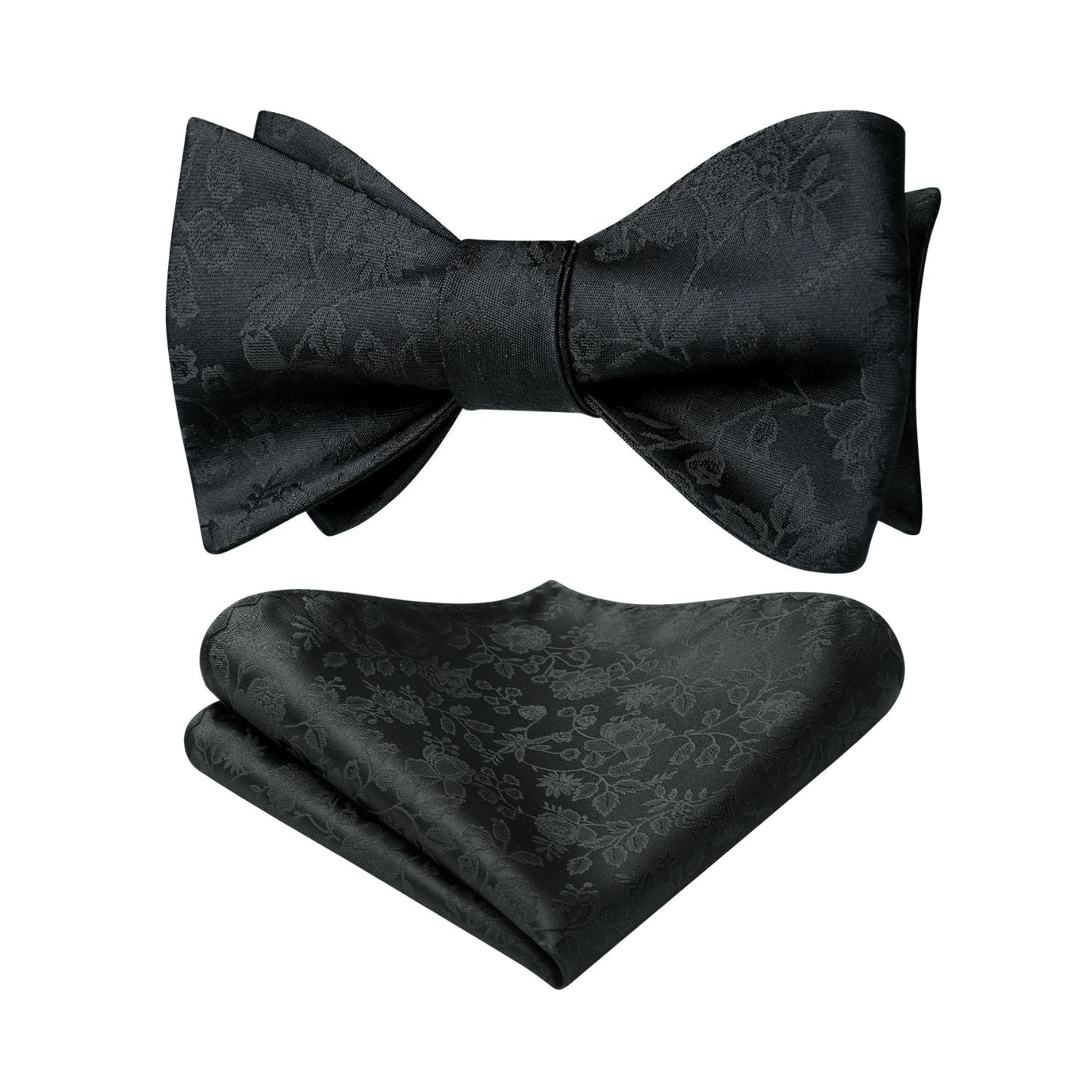Floral Bow Tie & Pocket Square - BLACK