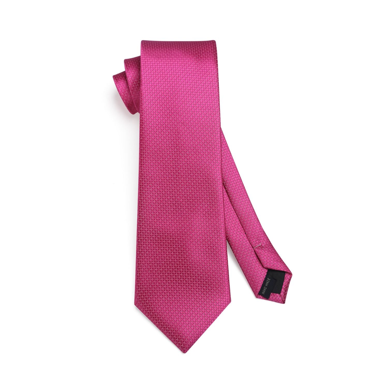 Plaid Tie Handkerchief Set - B1-HOT PINK