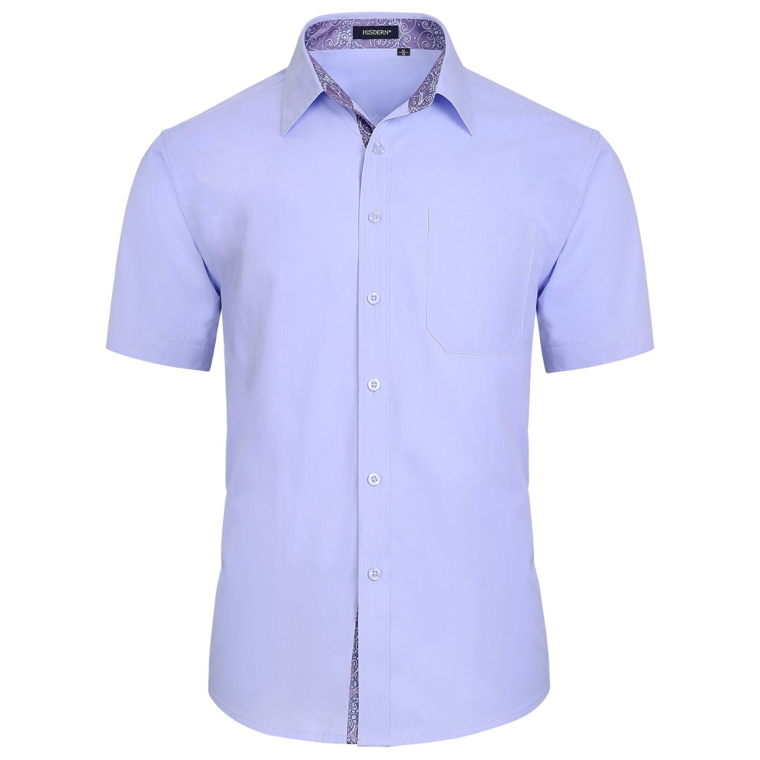 fitted lace wedding dress Hisdern Men's Purple Short Sleeve Business Casual Shirt with Splicing XL