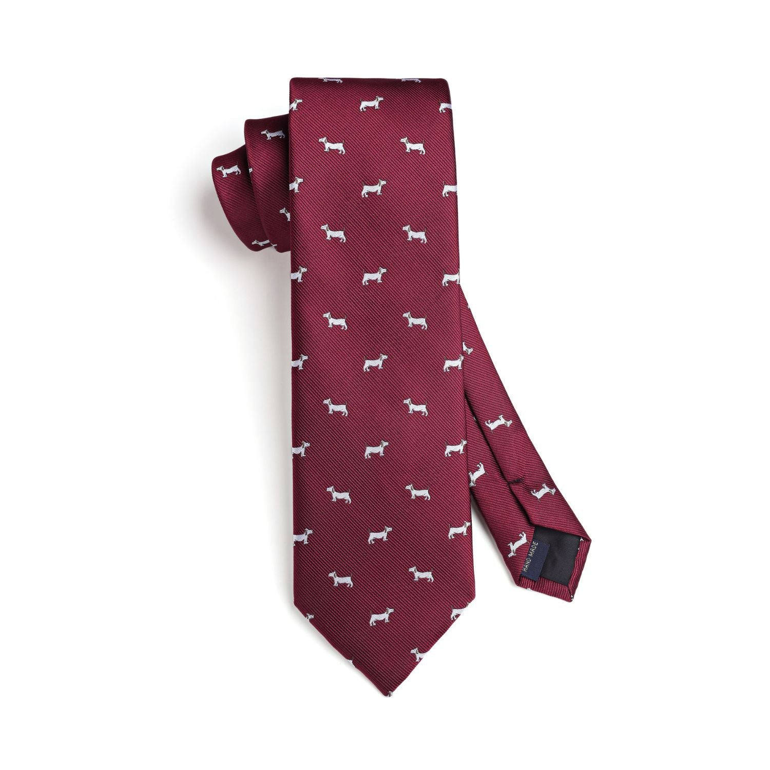 Bulldog Tie Handkerchief Set - BURGUNDY