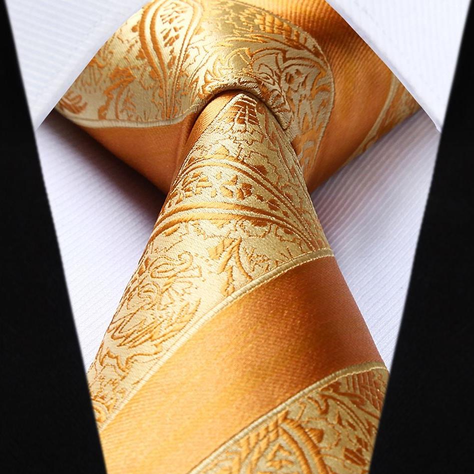 Stripe Tie Handkerchief Set - ORANGE/YELLOW