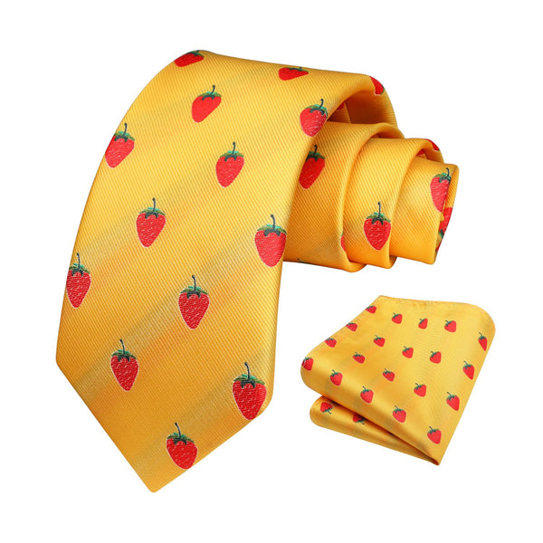 Strawberry Tie Handkerchief Set - YELLOW 