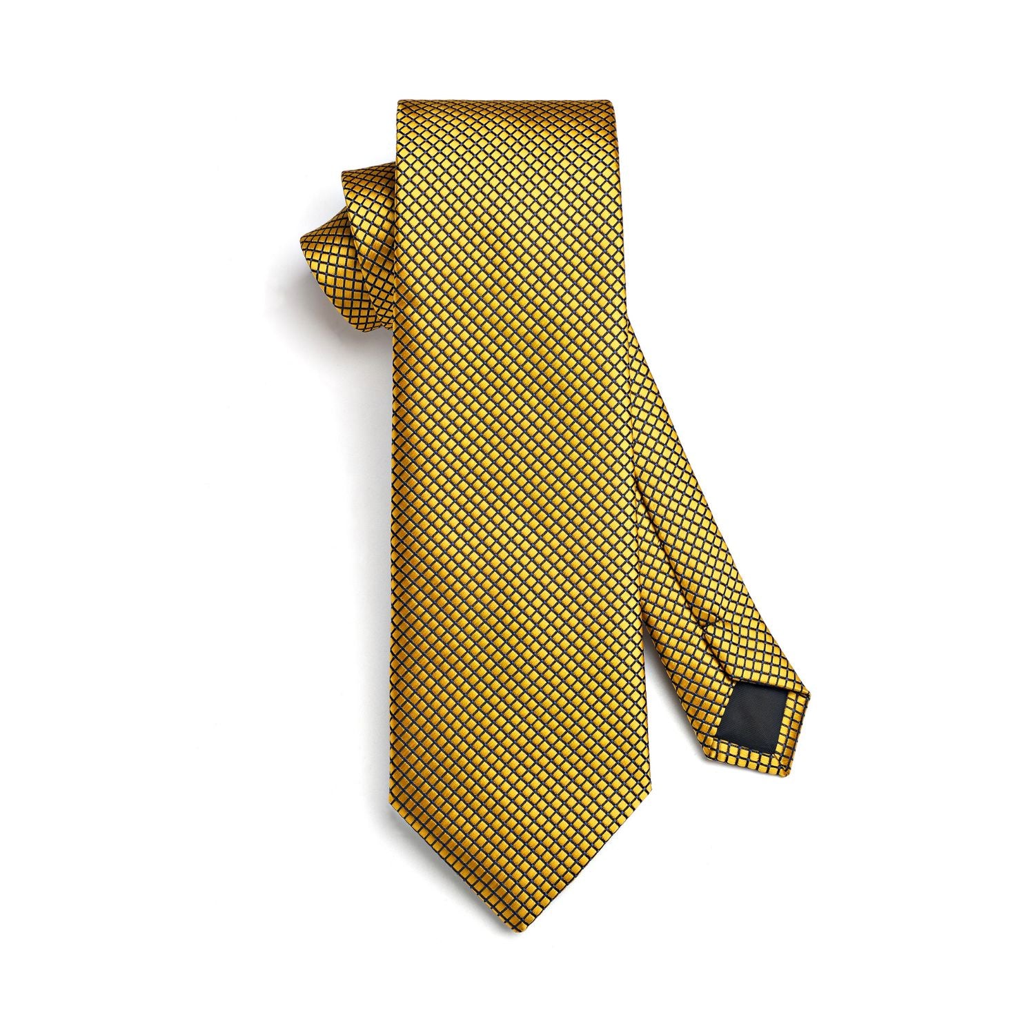 Plaid Tie Handkerchief Cufflinks Clip - GOLD2