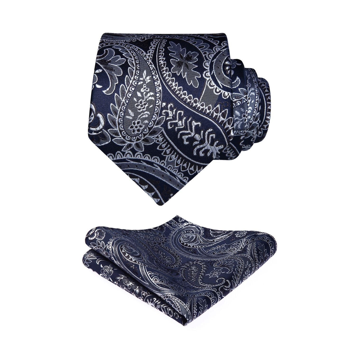 Paisley Tie Handkerchief Set - C3-NAVY BLUE1