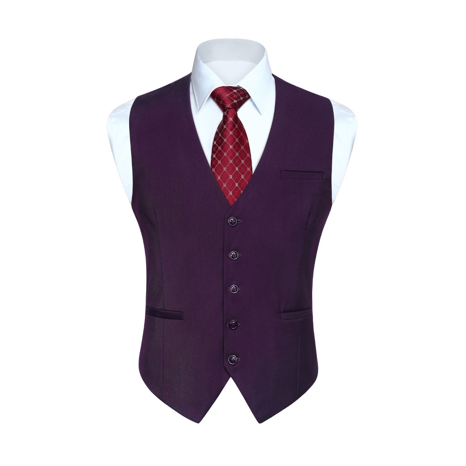 open lace back dress Men's Purple Paisley Vest with Neck Tie L / Purple main image 0
