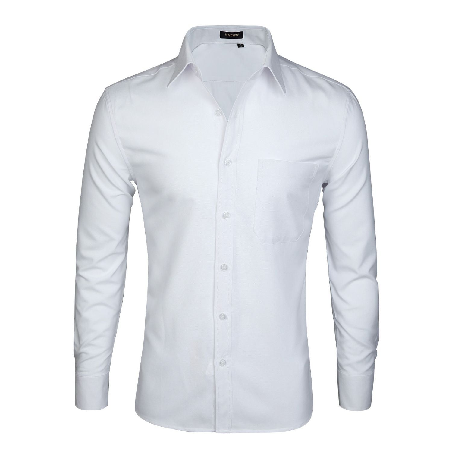 Hisdern Non-Iron White Dress Shirt for Boardroom to Cocktail Hour Versatility - M Hisdern Non-Iron White Dress Shirt for Boardroom to Cocktail Hour Versatility - M