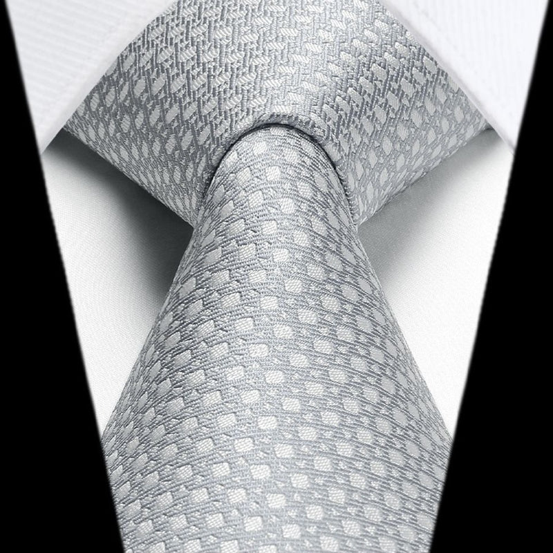 Houndstooth Tie Handkerchief Set - F-SILVER/GREY 
