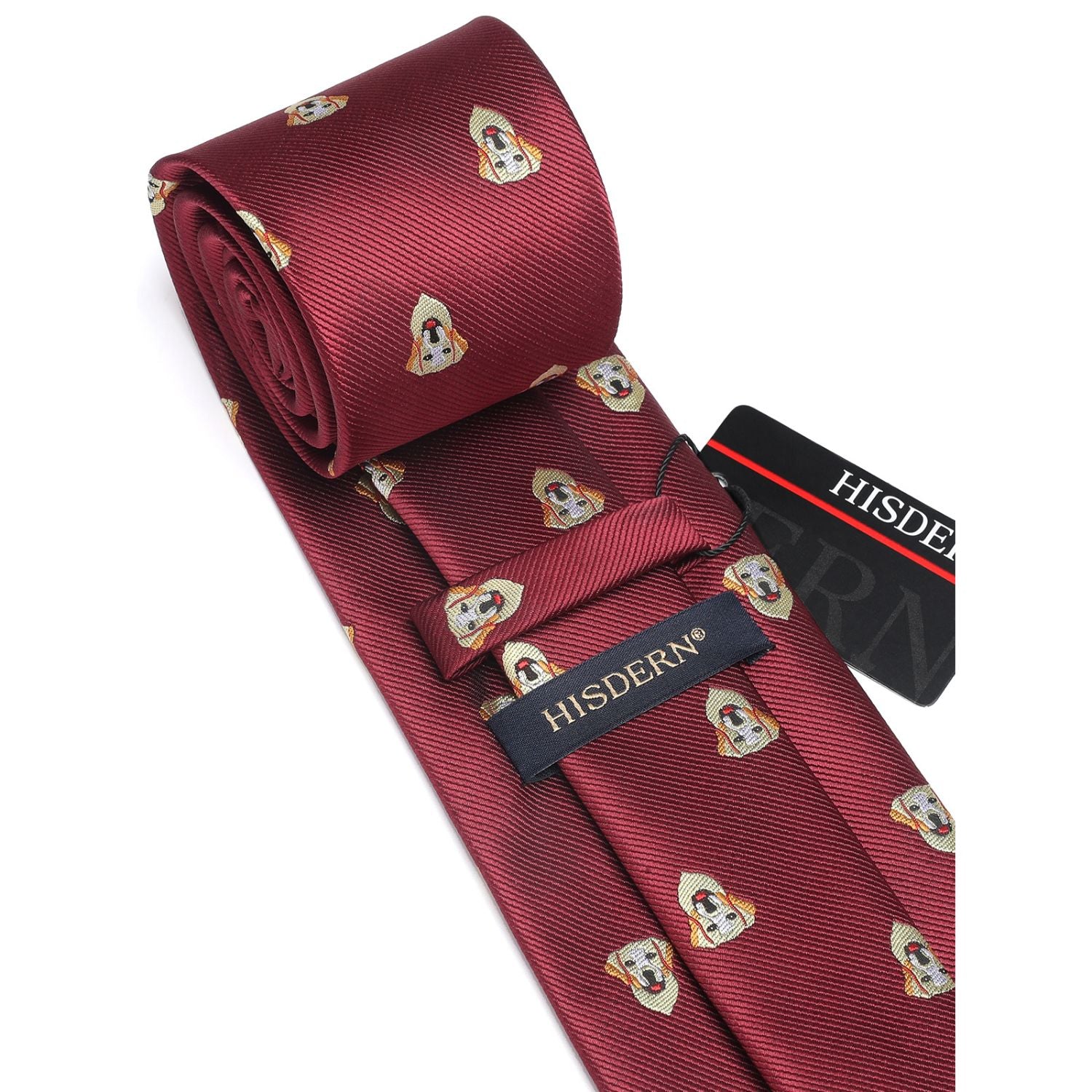 Golden Retriever Tie Handkerchief Set - BRUGUNDY-1