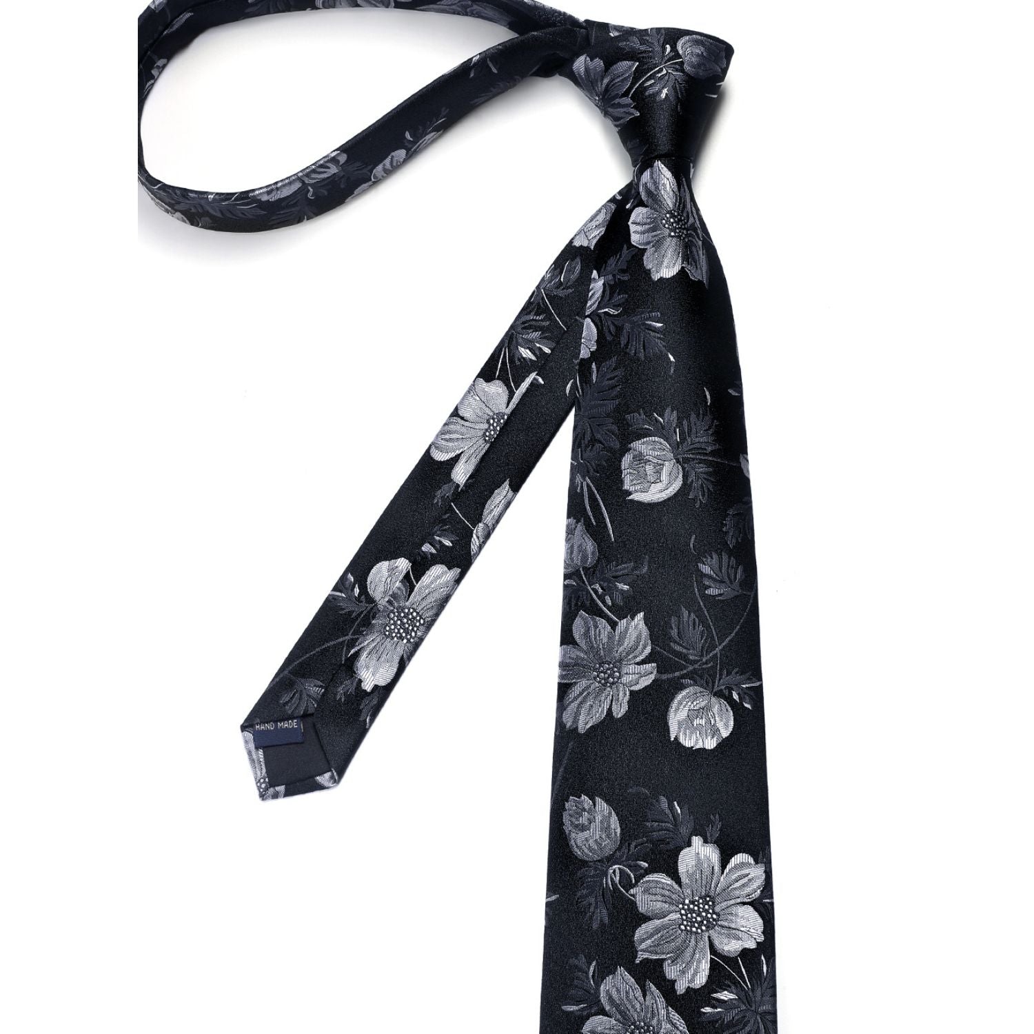 Floral Tie Handkerchief Cufflinks - A-BLACK