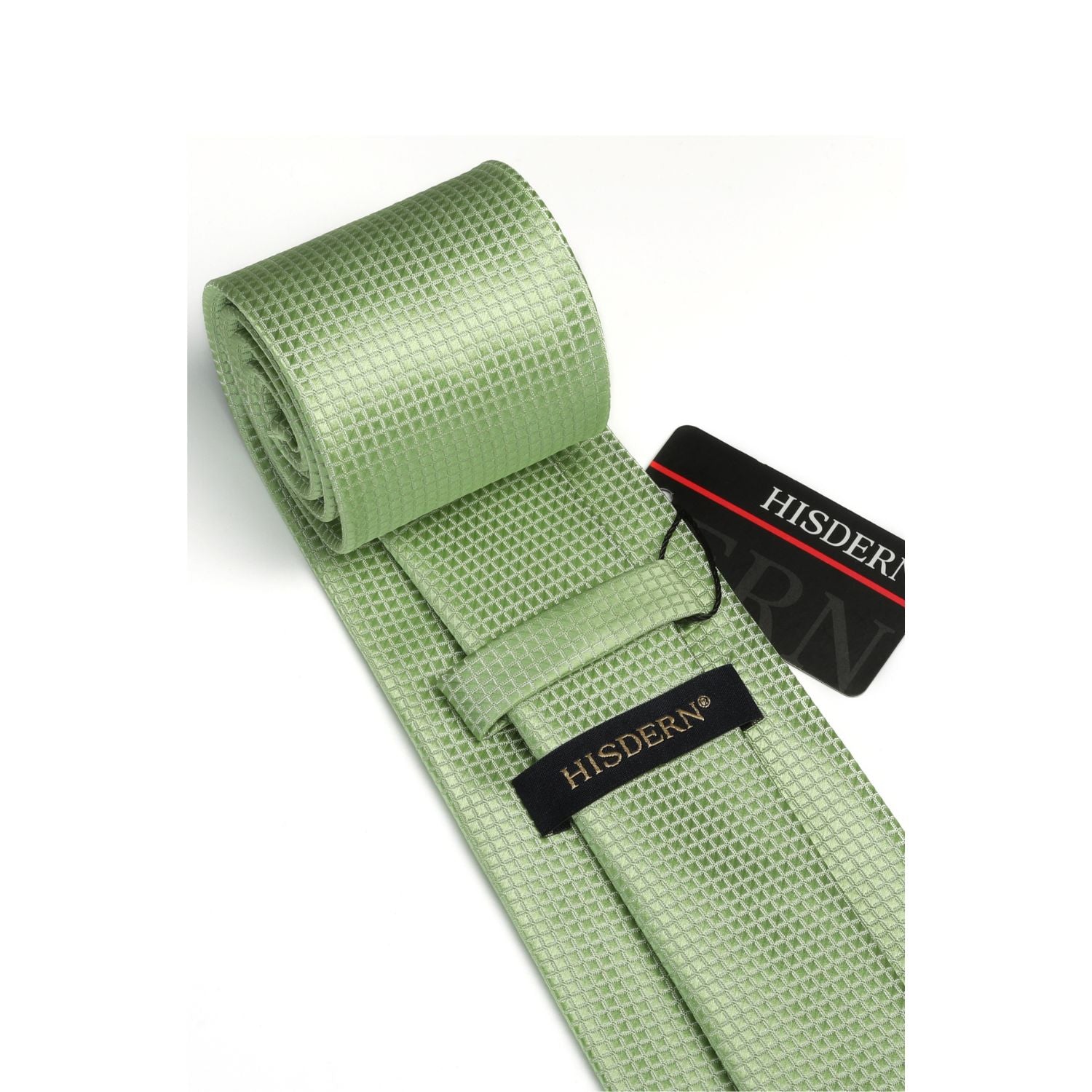 Plaid Tie Handkerchief Cufflinks - 03-SAGE GREEN