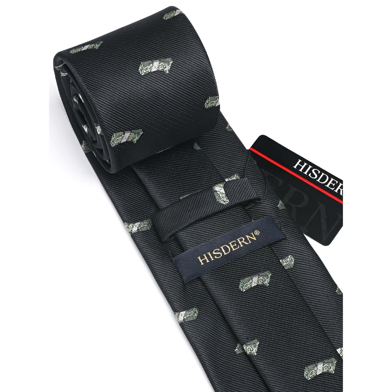 Pattern Tie Handkerchief Set - BLACK-2