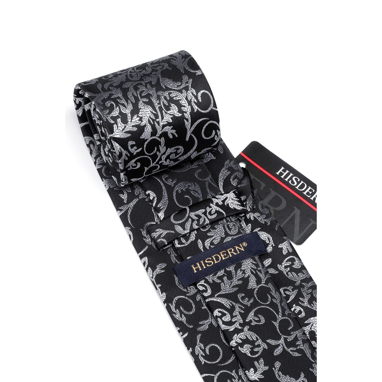 Floral Tie Handkerchief Set - SILVER