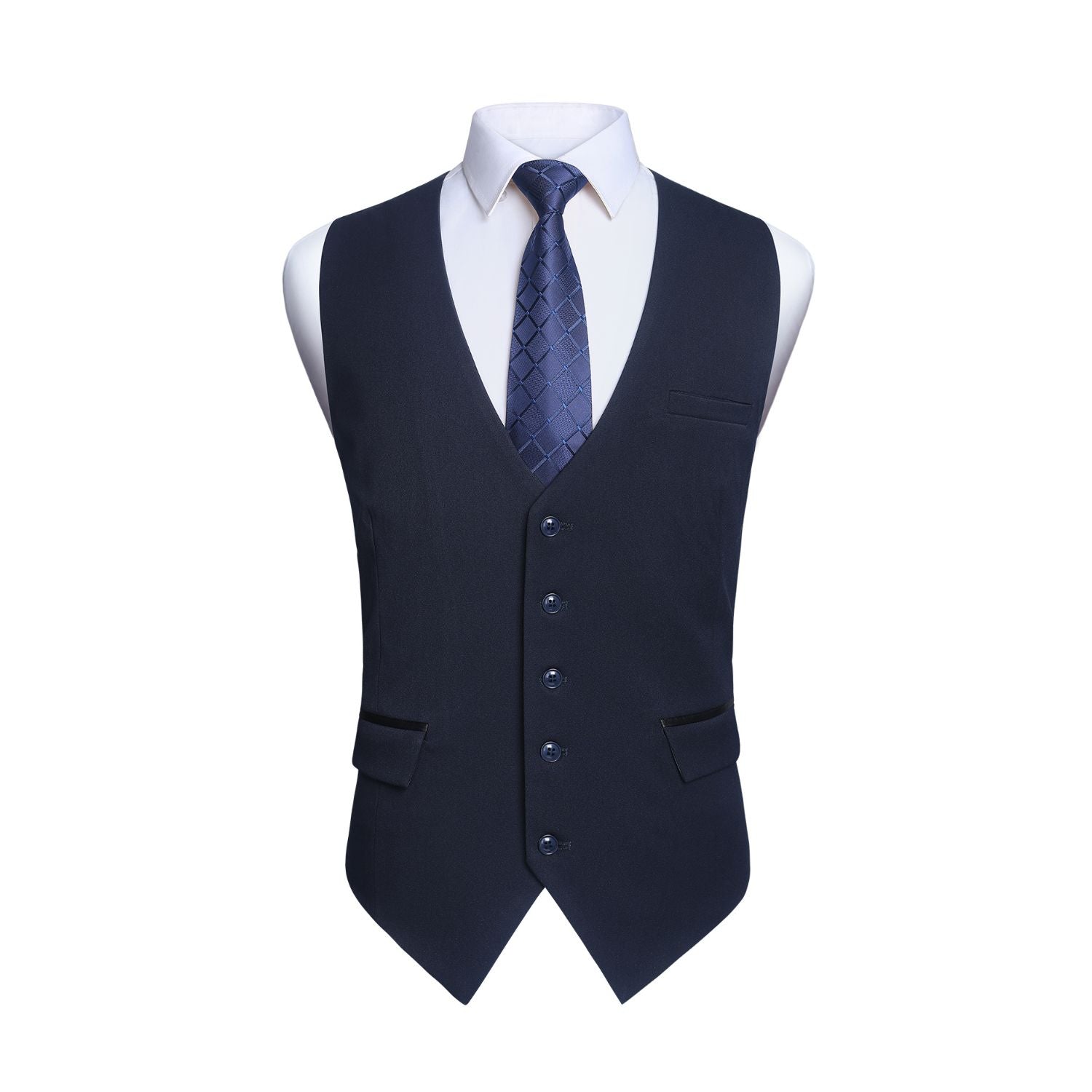 navy blue dress shirt with grey vest Hisdern Men's Navy Blue Satin Suit Vest Formal Wear M