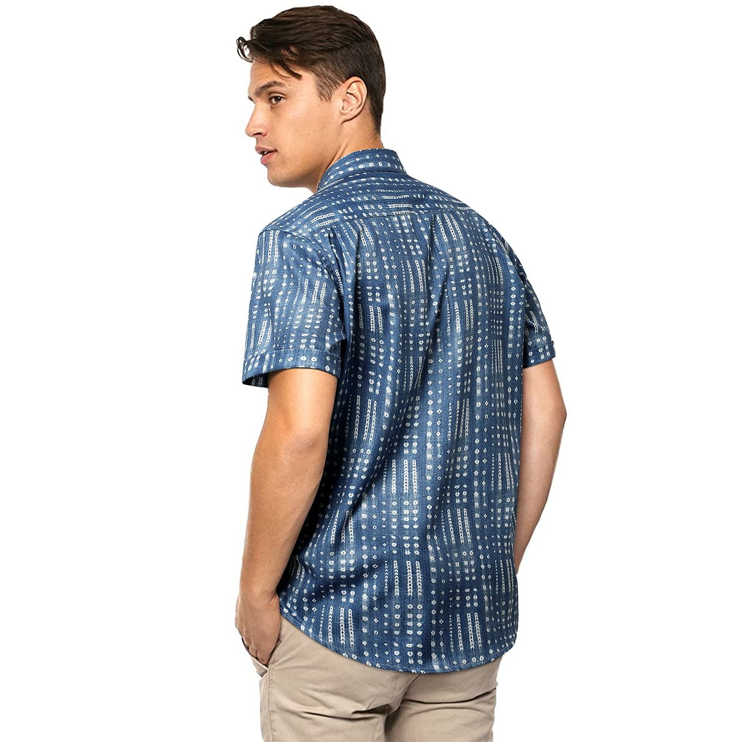 Hawaiian Tropical Shirts with Pocket - LIGHT BLUE
