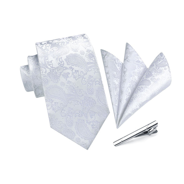 Paisley Tie Handkerchief Clip - 03 WHITE 