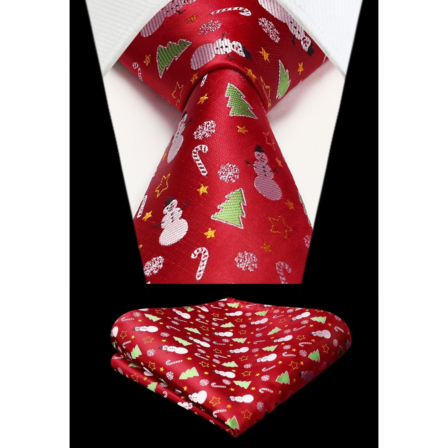 Christmas Tie Handkerchief Set - RED/GREEN