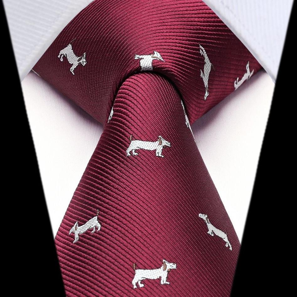 Bulldog Tie Handkerchief Set - BURGUNDY
