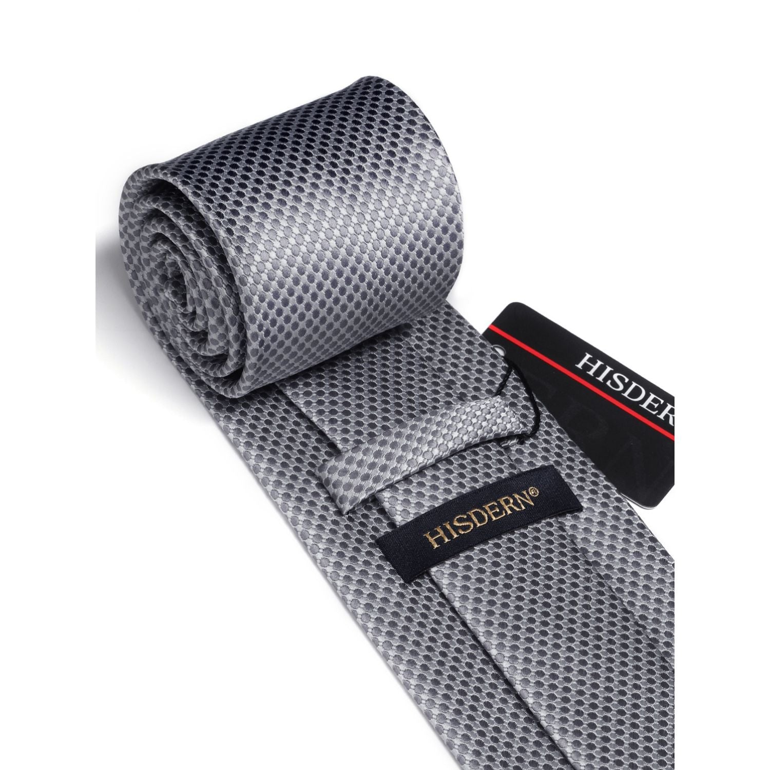 Polka Dot Tie Handkerchief Set - A4-GREY/SILVER