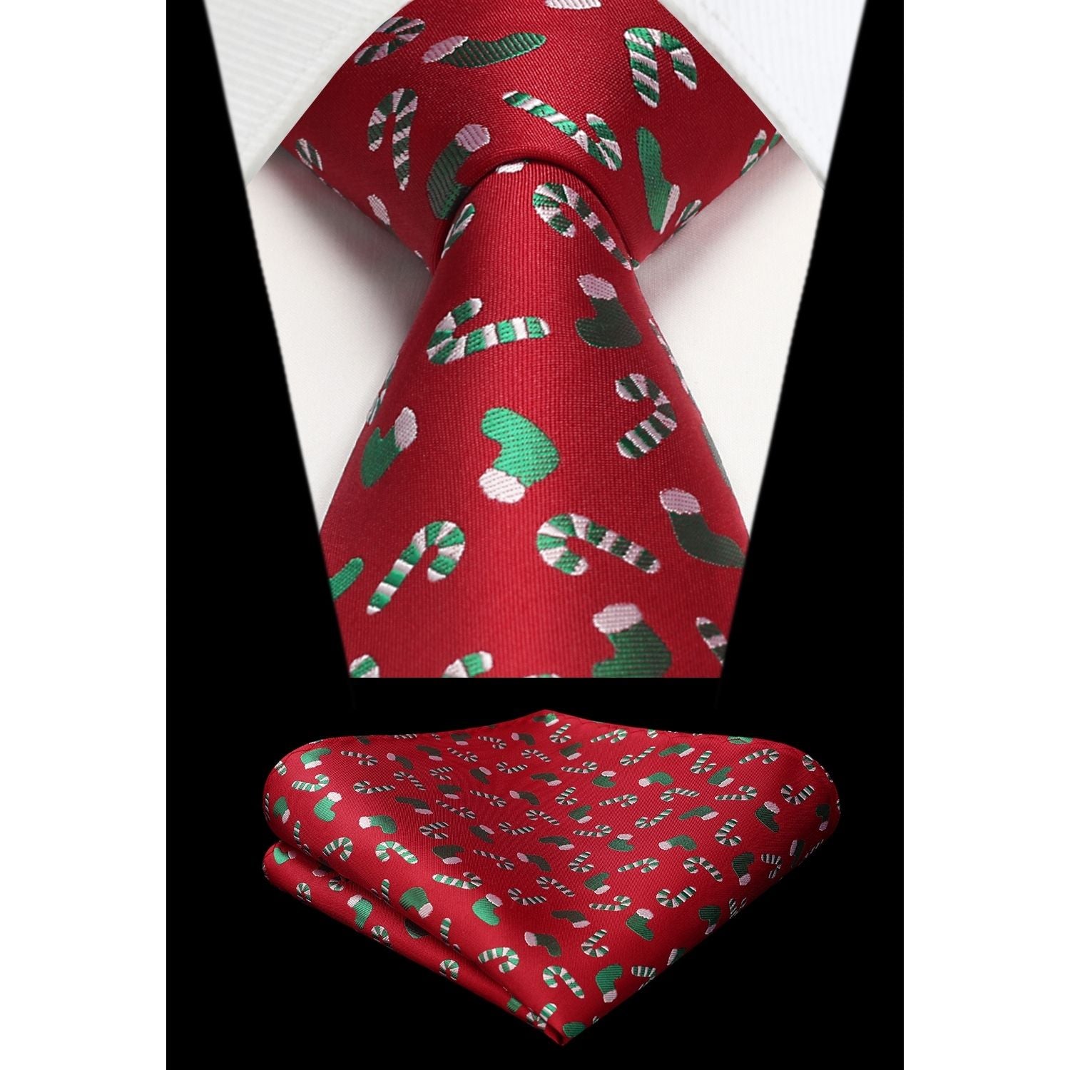 Christmas Tie Handkerchief Set - B-6 RED