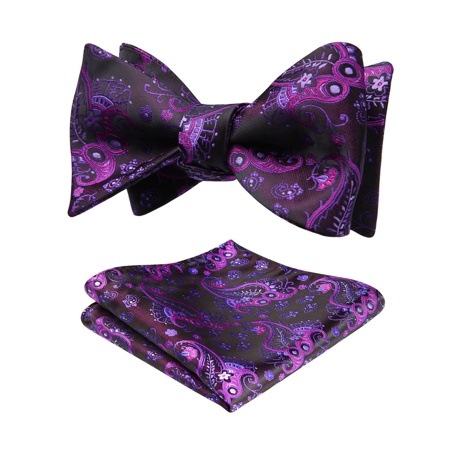 Paisley Bow Tie & Pocket Square PURPLE3 Hisdern