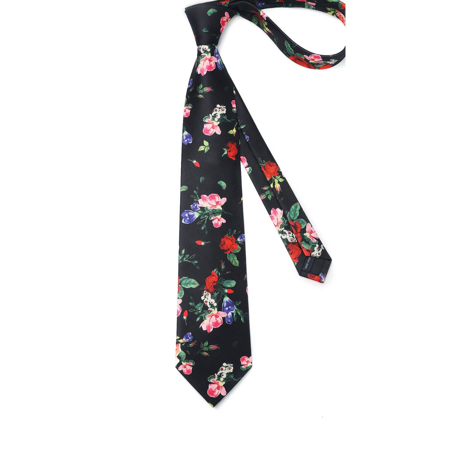 Floral Tie Handkerchief Set - 50 BLACK