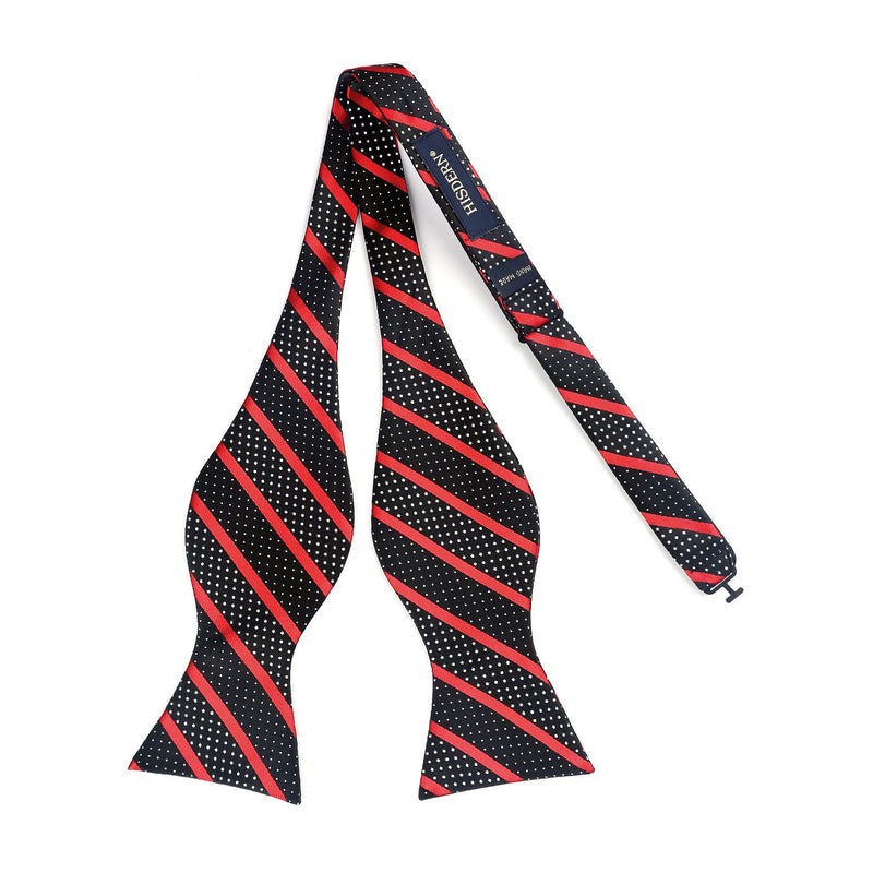 Stripe Bow Tie & Pocket Square - 02-RED/BLACK 