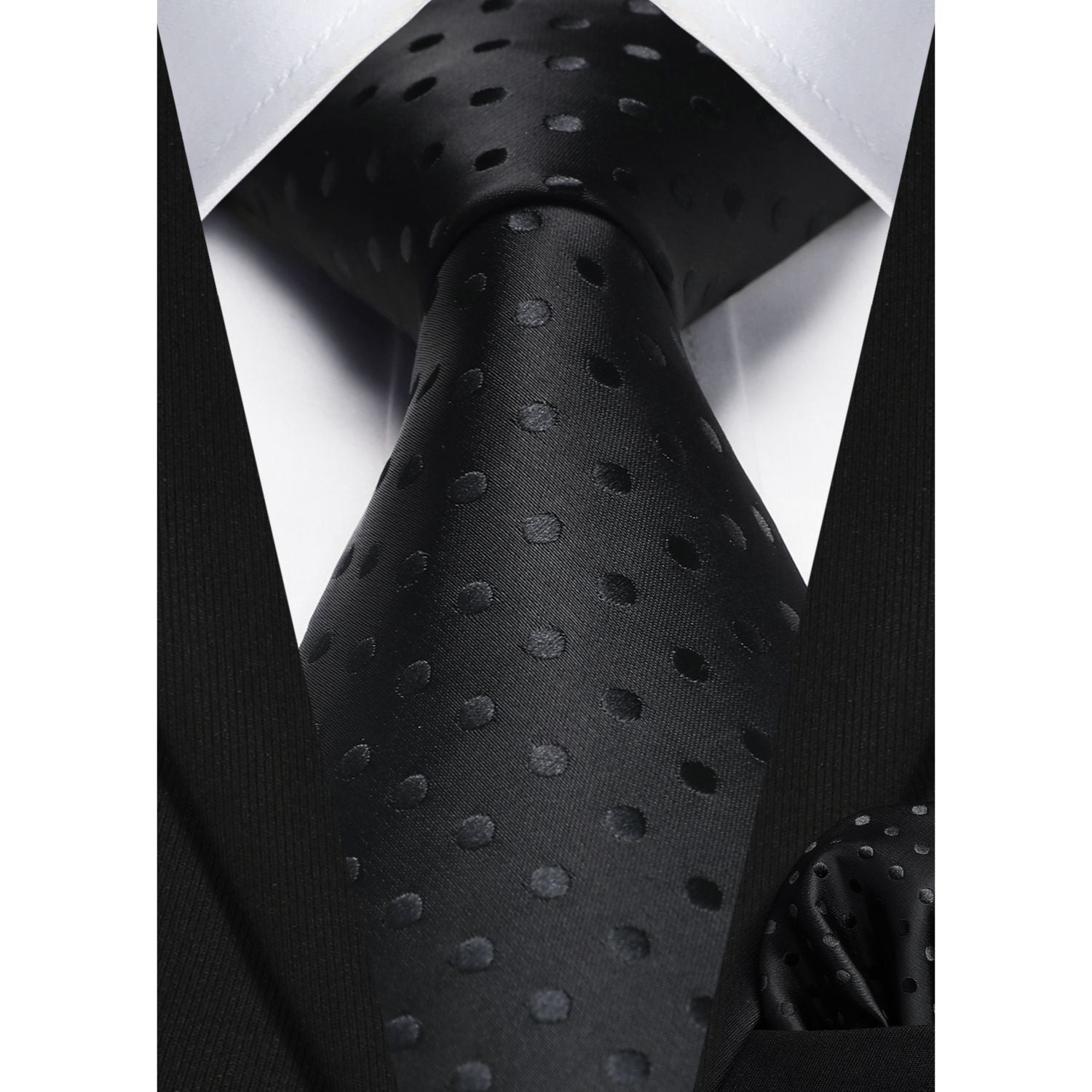 Polka Dot Tie Handkerchief Set - B1-ORANGE/BLACK