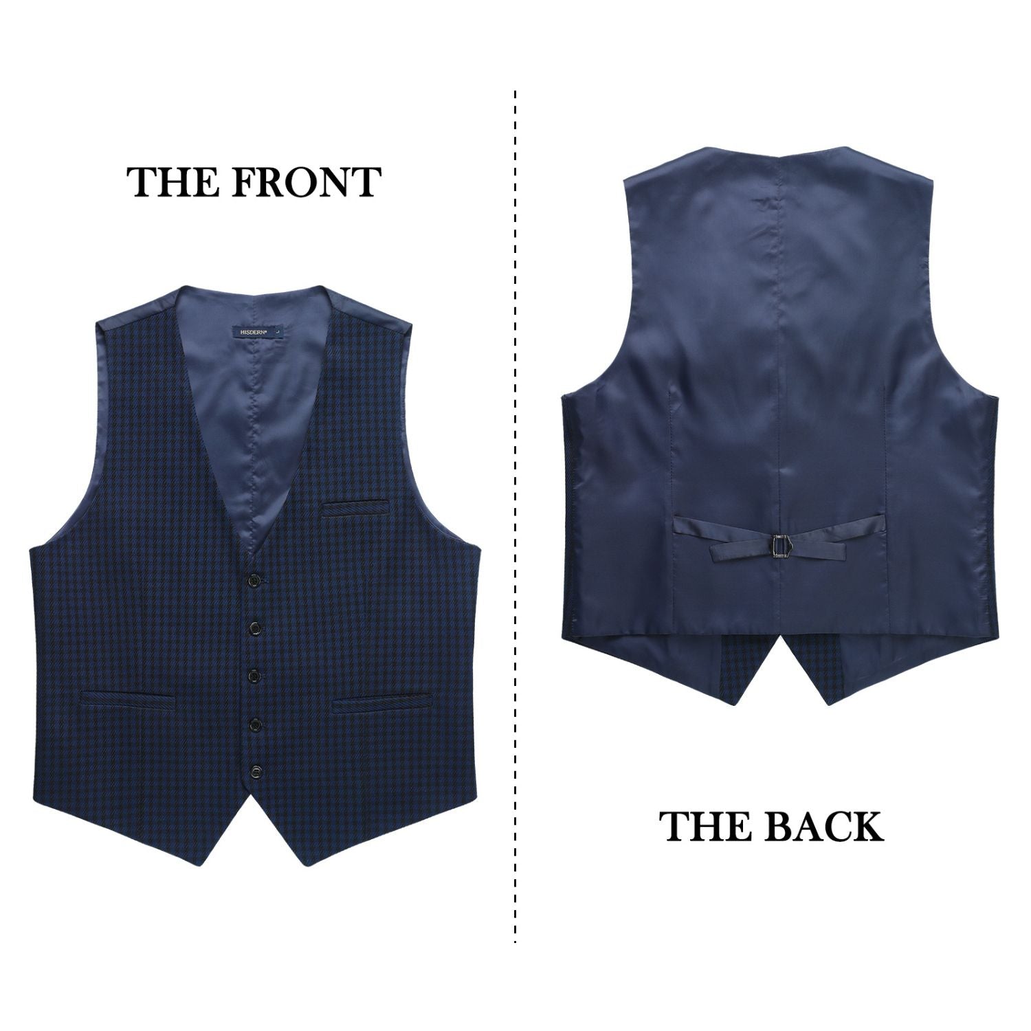 Plaid Slim Vest - B8-NAVY BLUE