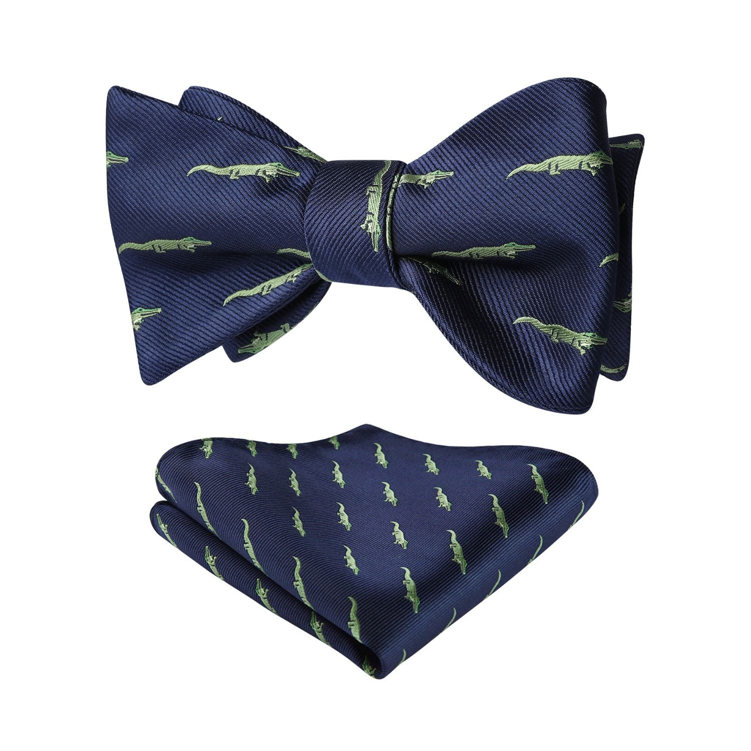 Crocodile Bow Tie & Pocket Square - NAVY