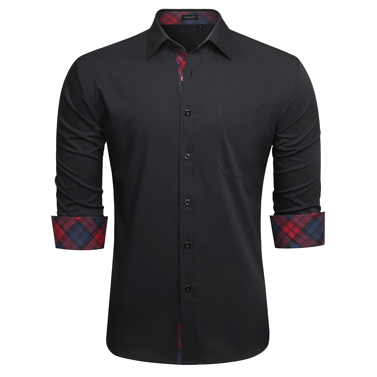 Black dress shirt with red collar on sale