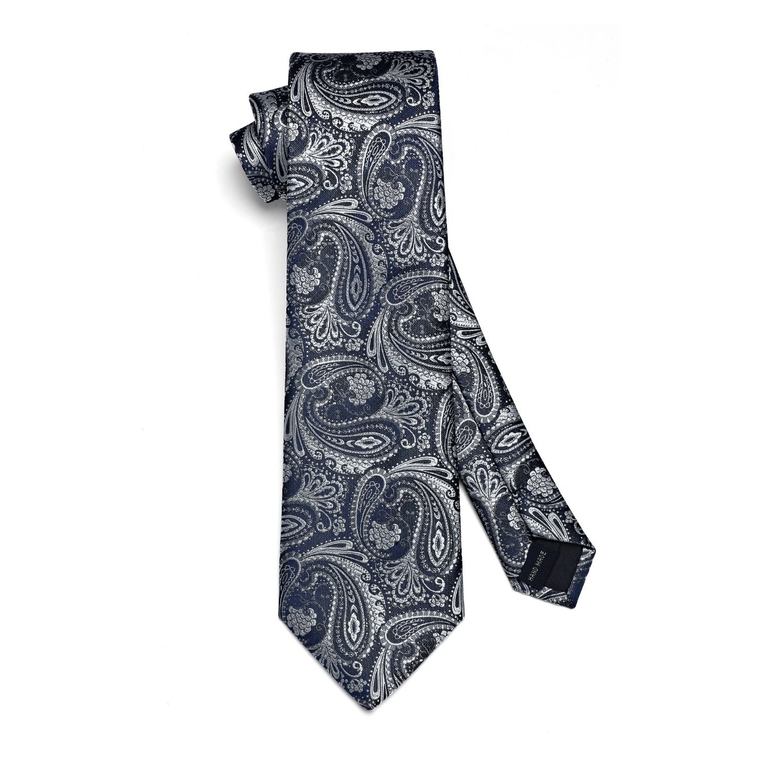 Paisley Tie Handkerchief Set - 03-NAVY GREY