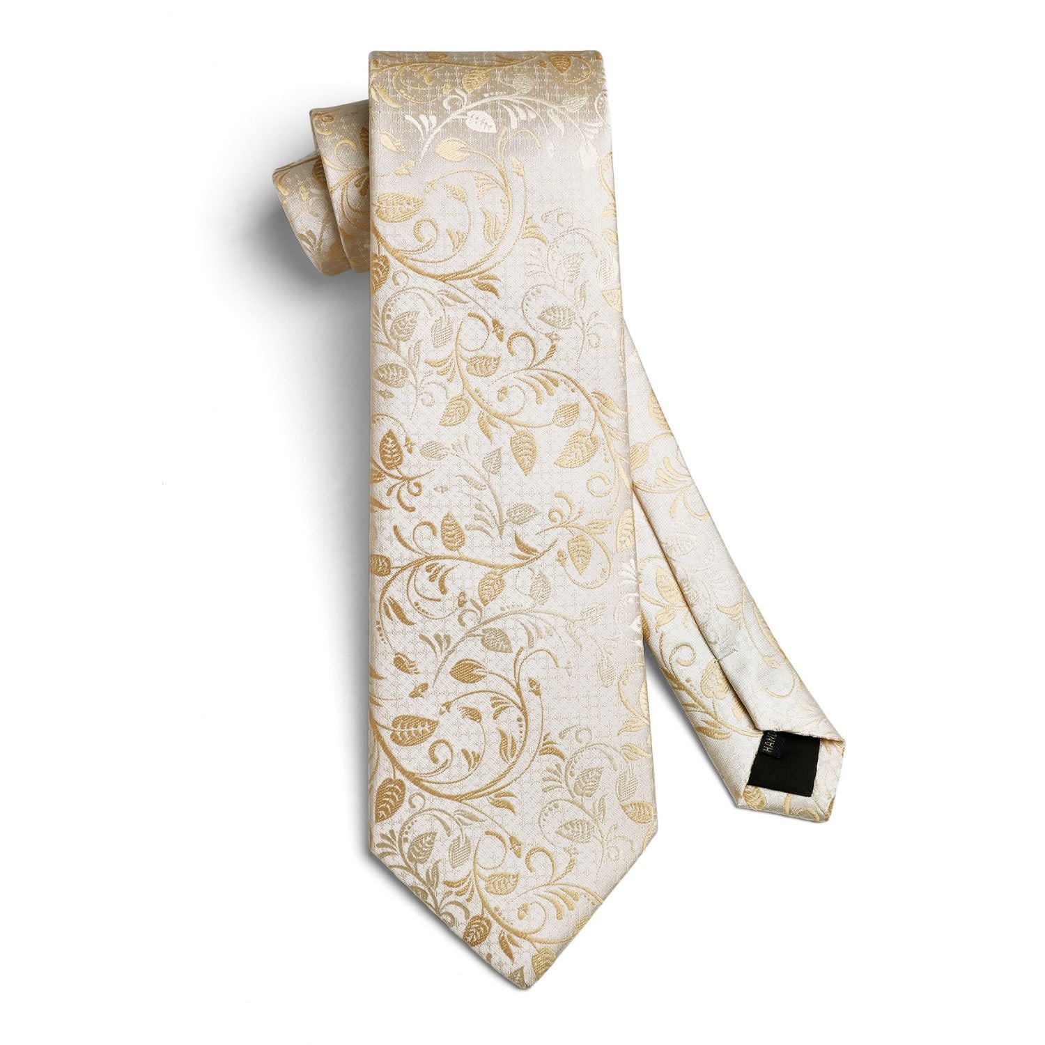 Floral Tie Handkerchief Cufflinks - CHAMPAGNE