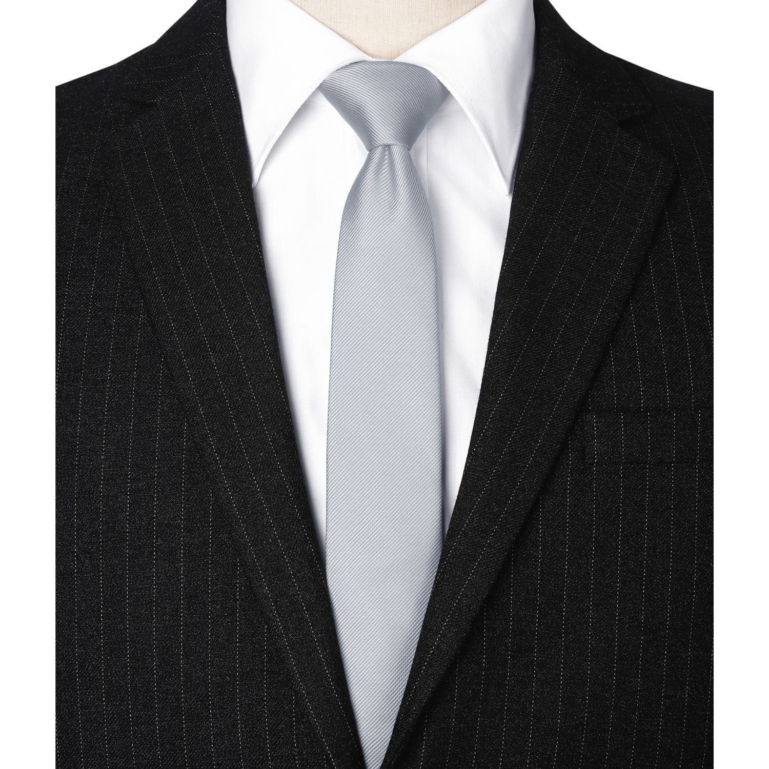 Solid 2.17 inch Skinny Formal Tie - 04-LIGHT GREY