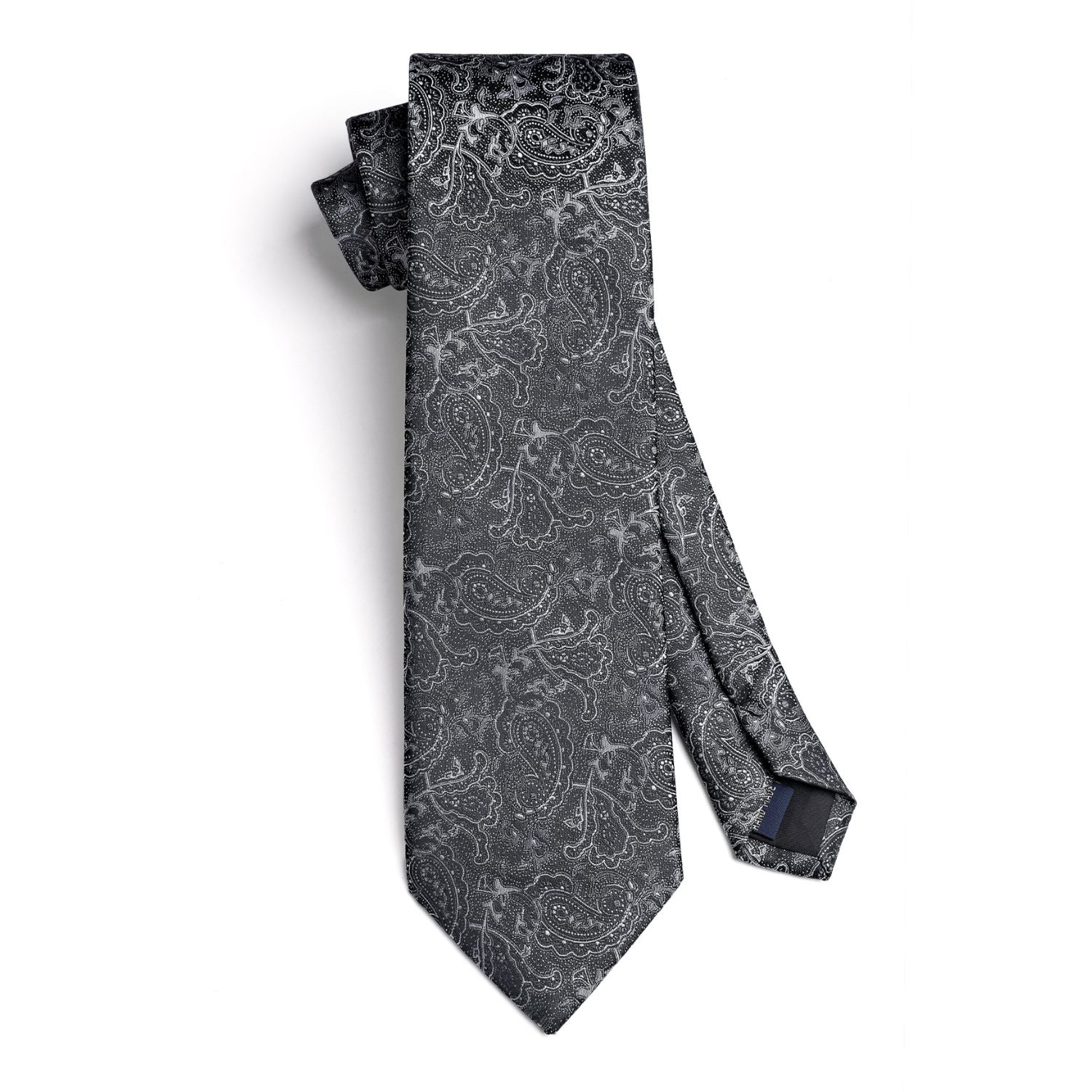 Paisley Tie Handkerchief Cufflinks - BLACK-1