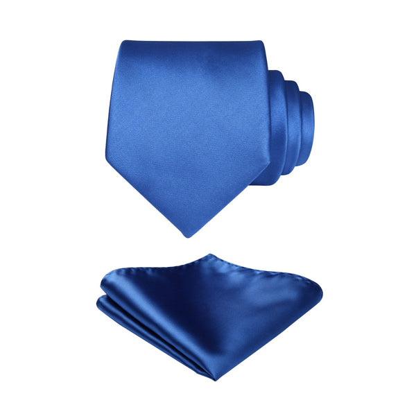 Solid Tie Handkerchief Set - COBALT 