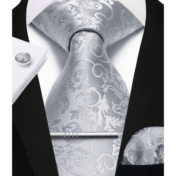 Paisley Tie Handkerchief Cufflinks - B1-GREY 