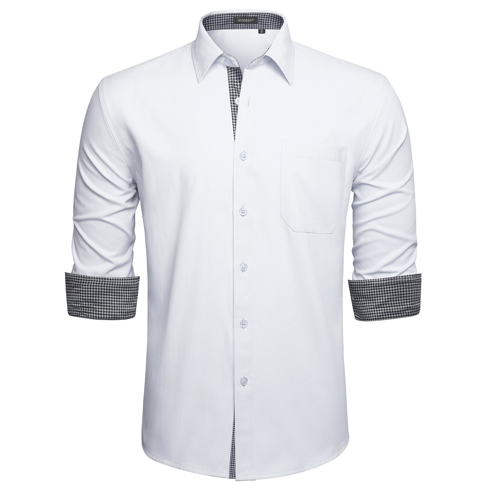 Hisdern Men's White Splicing Dress Shirt For Office Wear XL Hisdern Men's White Splicing Dress Shirt For Office Wear XL