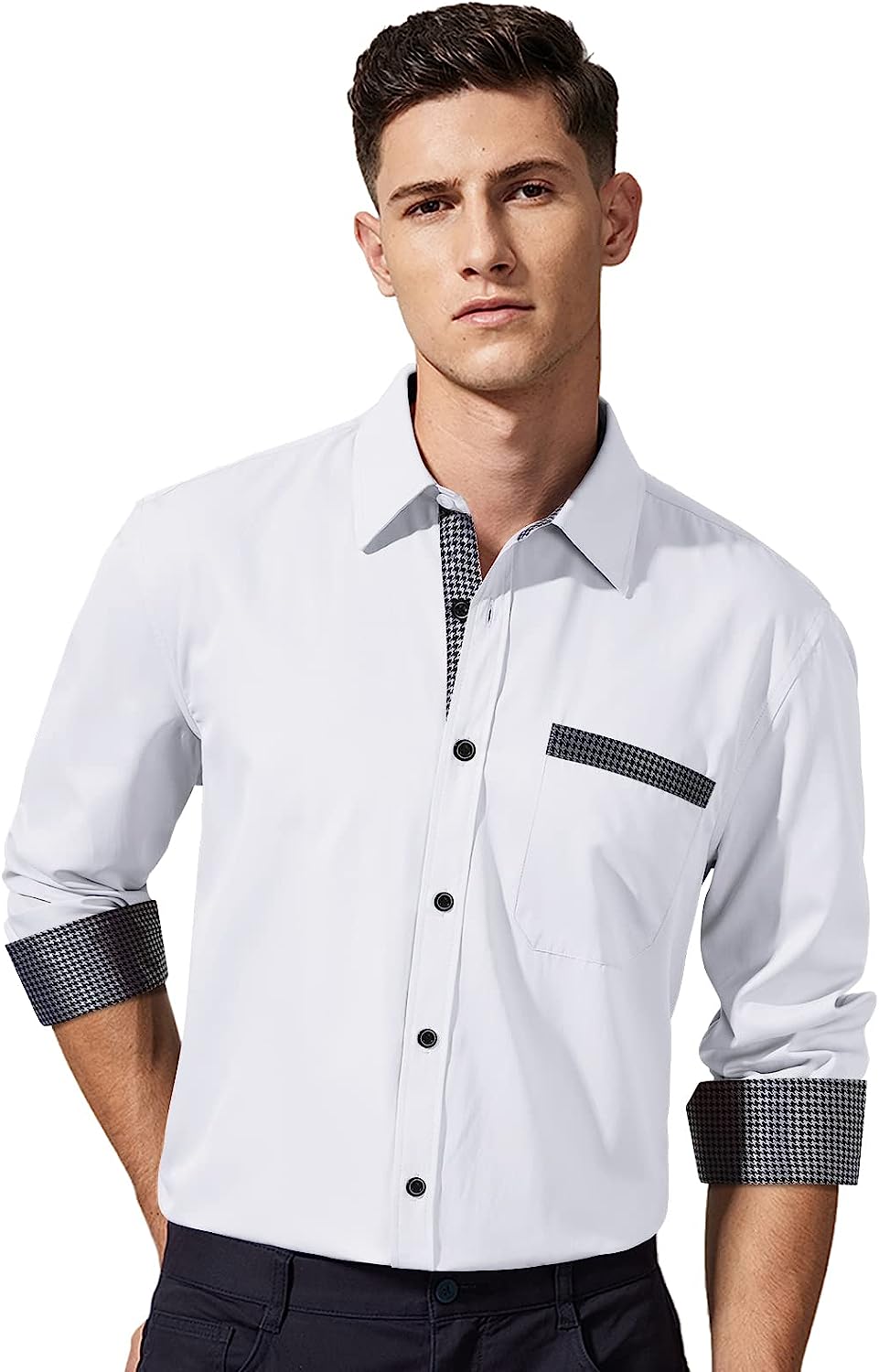 Casual Formal Shirt with Pocket - WHITE