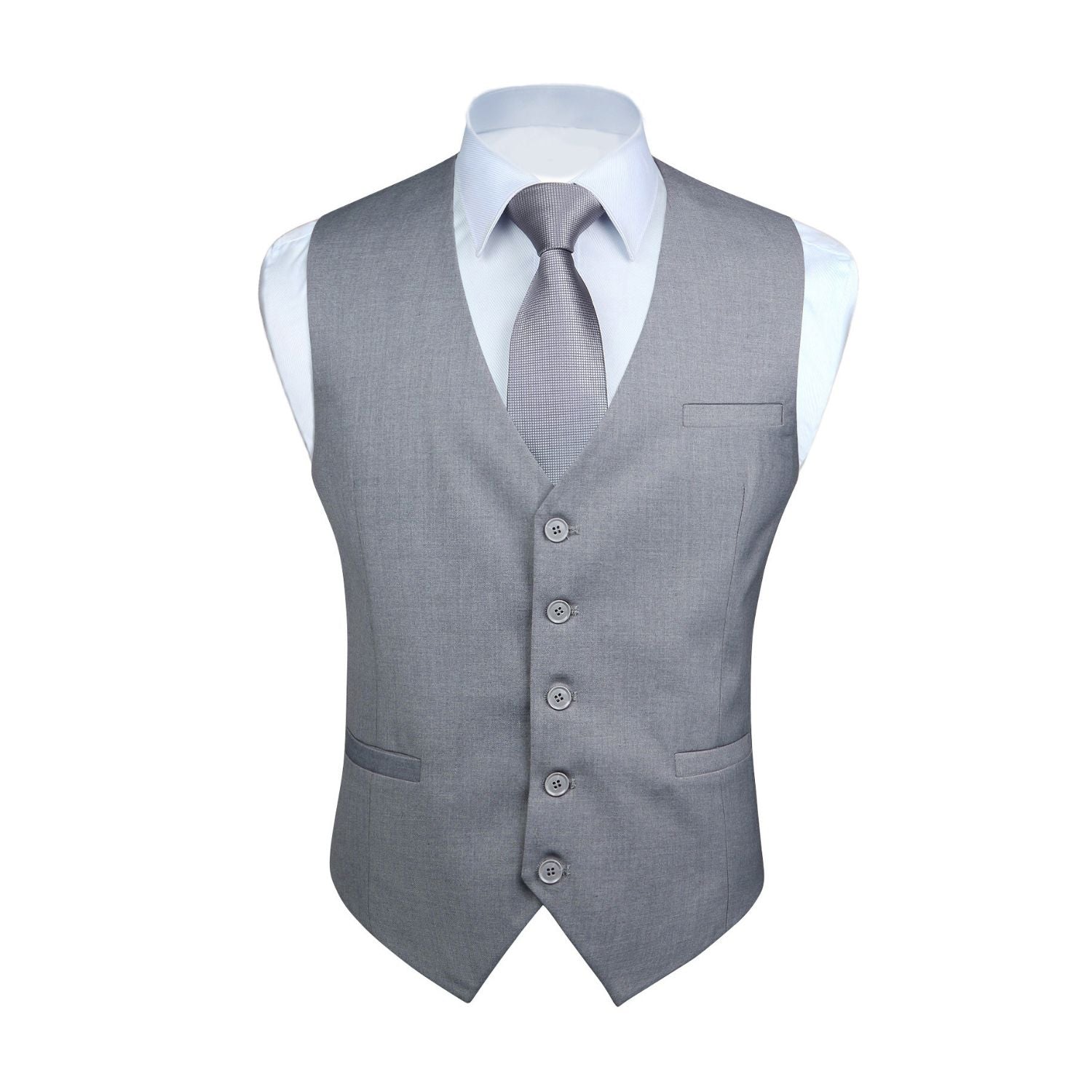Hisdern Light Grey Satin Vest Elegant Wear for Office