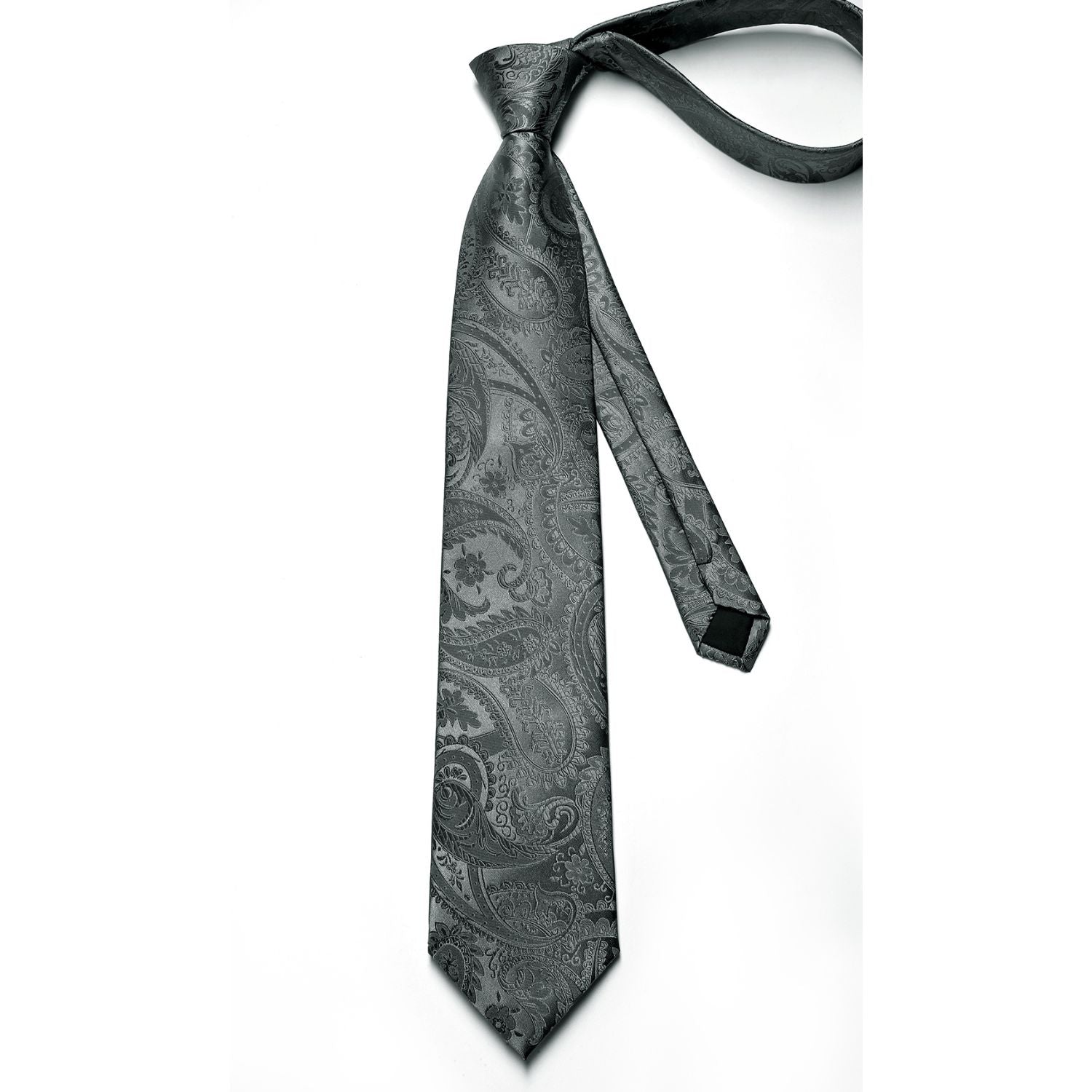 Paisley Tie Handkerchief Cufflinks - GREY-1