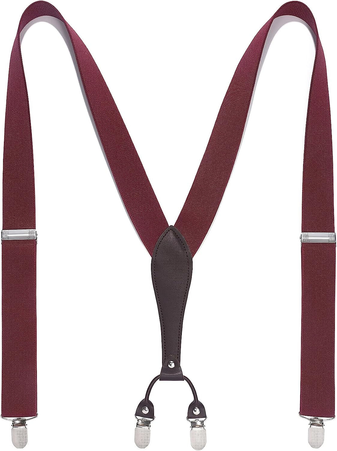 Bretelle Uomo Lindenmann A X - Made In Germany, Larghezza 35 Mm, Lunghezza 120 Cm, Colore Bordeaux, Clip In Argento Nichel-Free - 3