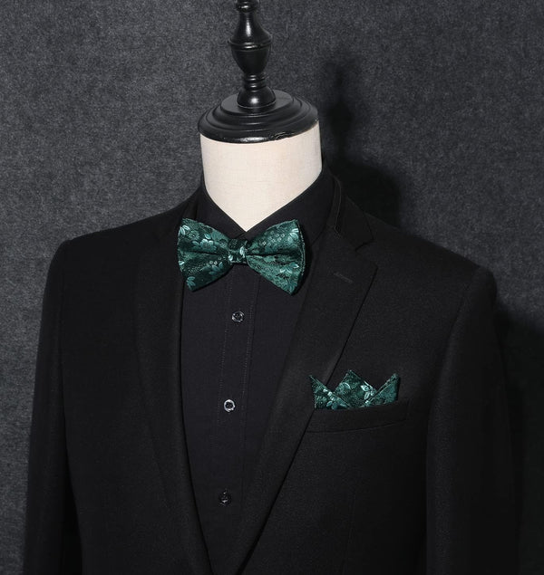 Floral Bow Tie & Pocket Square - GREEN