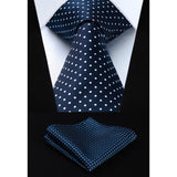Polka Dot Tie Handkerchief Set - A-NAVY BLUE/WHITE 1
