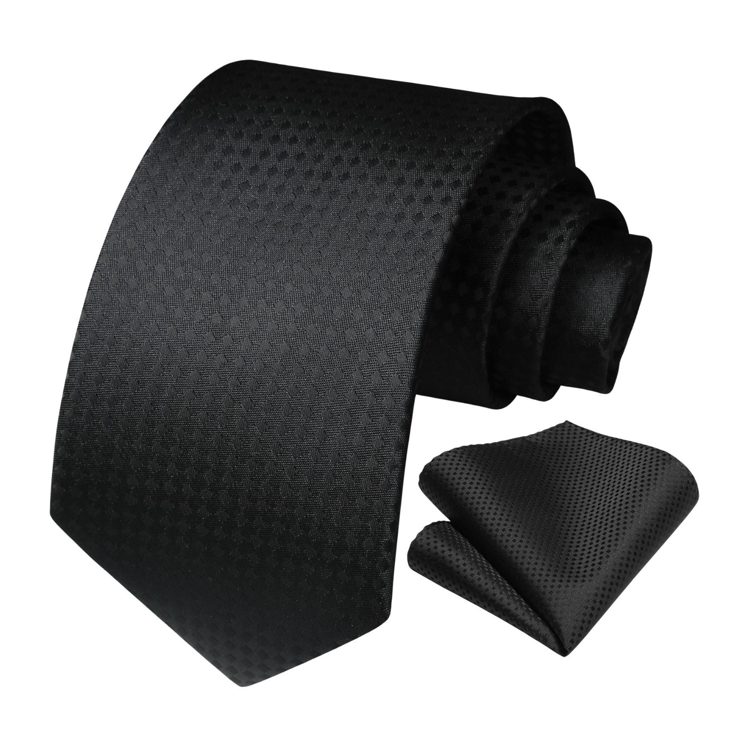 Plaid Tie Handkerchief Set - C2-BLACK