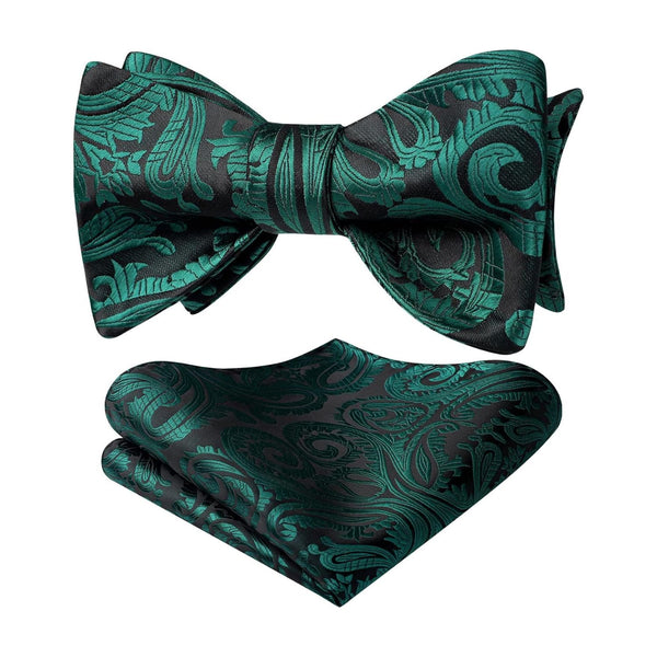 Paisley Bow Tie & Pocket Square - TEAL-4 