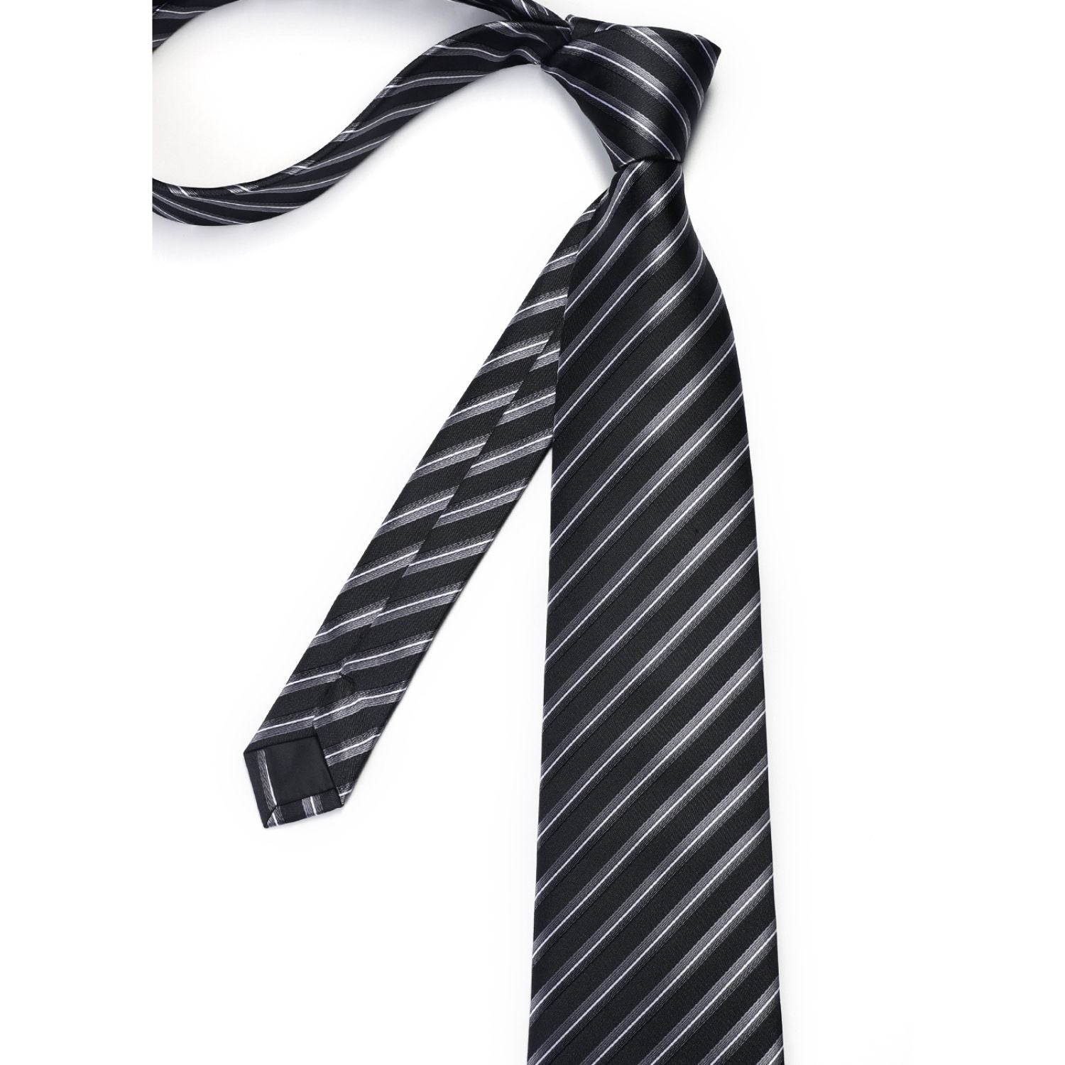 Stripe Tie Handkerchief Cufflinks - C03-BLACK/WHITE