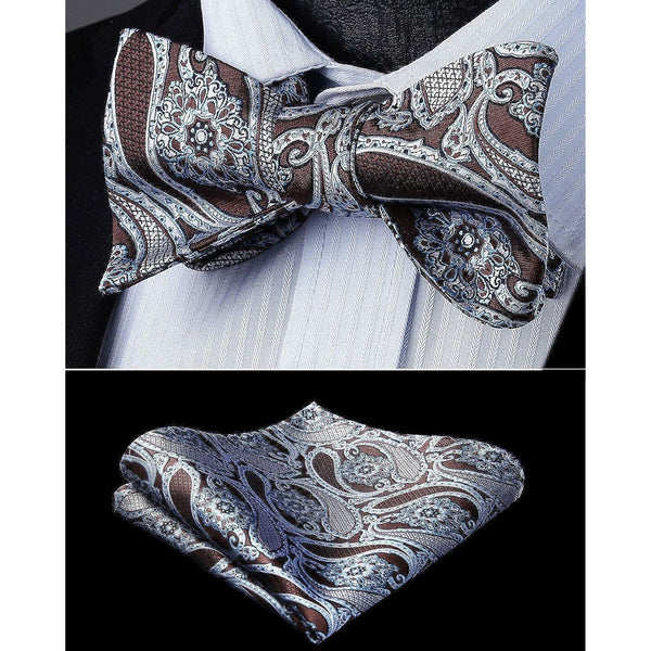 Paisley Bow Tie & Pocket Square - BROWN 