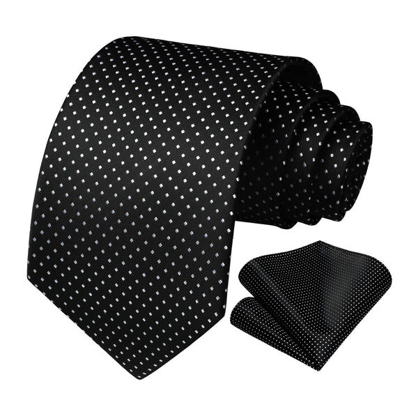 Polka Dot Tie Handkerchief Set - A3-BLACK/WHITE 